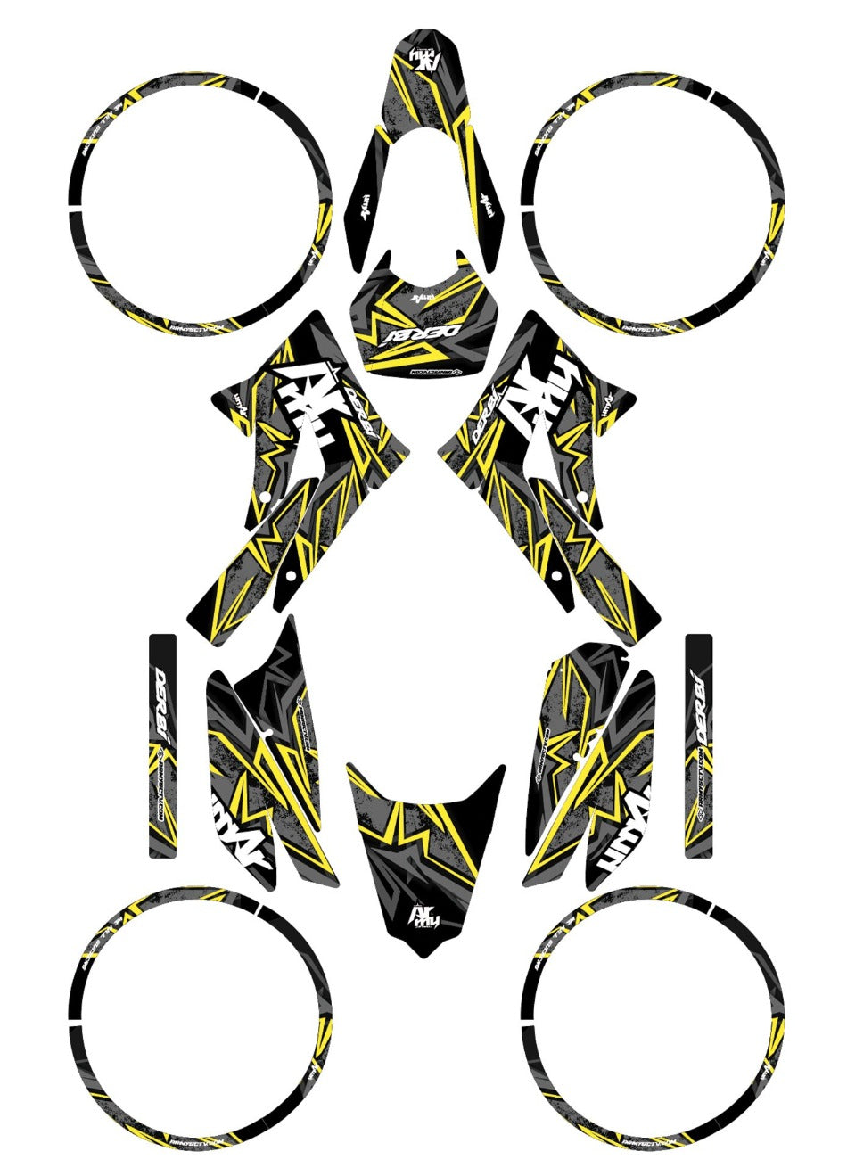 Kit pegatinas Derbi Senda xtreme 50cc 2011-2017 Army Redrum | pegatinas para moto | personalización 50cc | armysctv