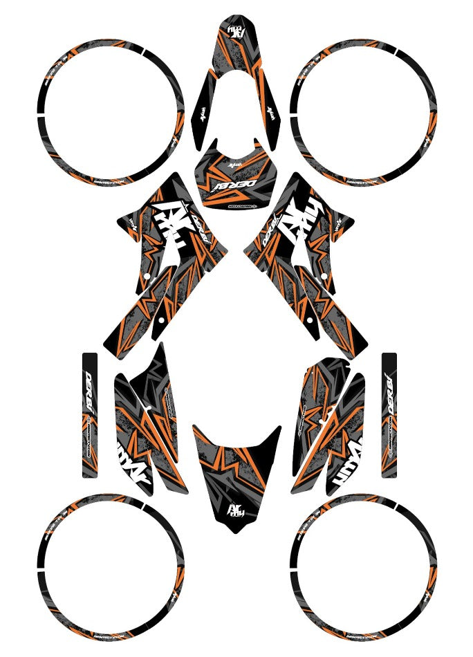 Kit pegatinas Derbi Senda xtreme 50cc 2011-2017 Army Redrum | pegatinas para moto | personalización 50cc | armysctv