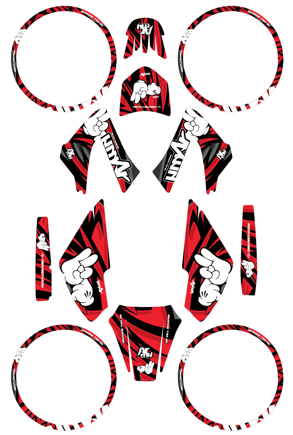 Kit pegatinas Derbi Senda xtreme 50cc 2006-2010 Army Finger | pegatinas para moto | personalización 50cc | armysctv