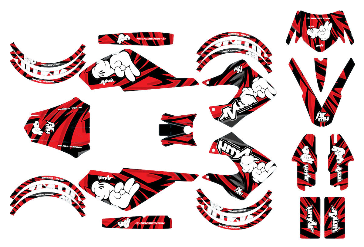 Kit déco 50cc Derbi Senda X-race/X-treme 2003-2009 Army Finger | autocollants moto | personnalisation 50cc | armysctv