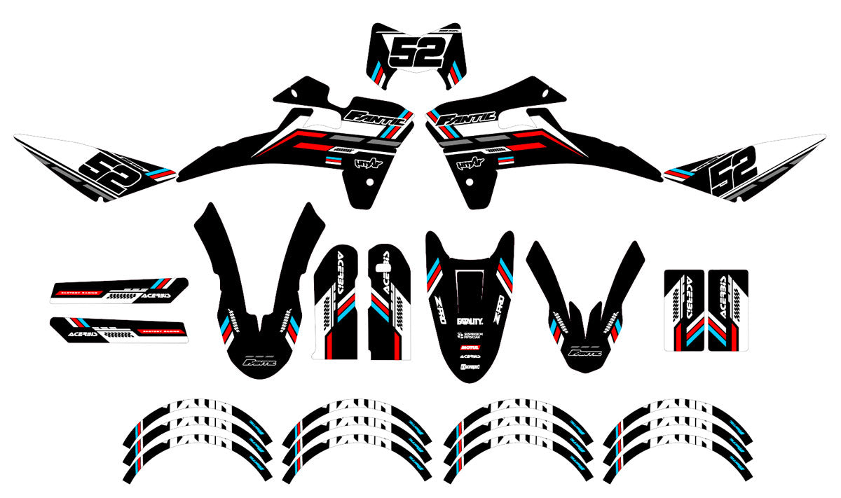 Kit déco Fantic 50cc 2017-2022 Black Cat | autocollants moto | personnalisation 50cc | armysctv