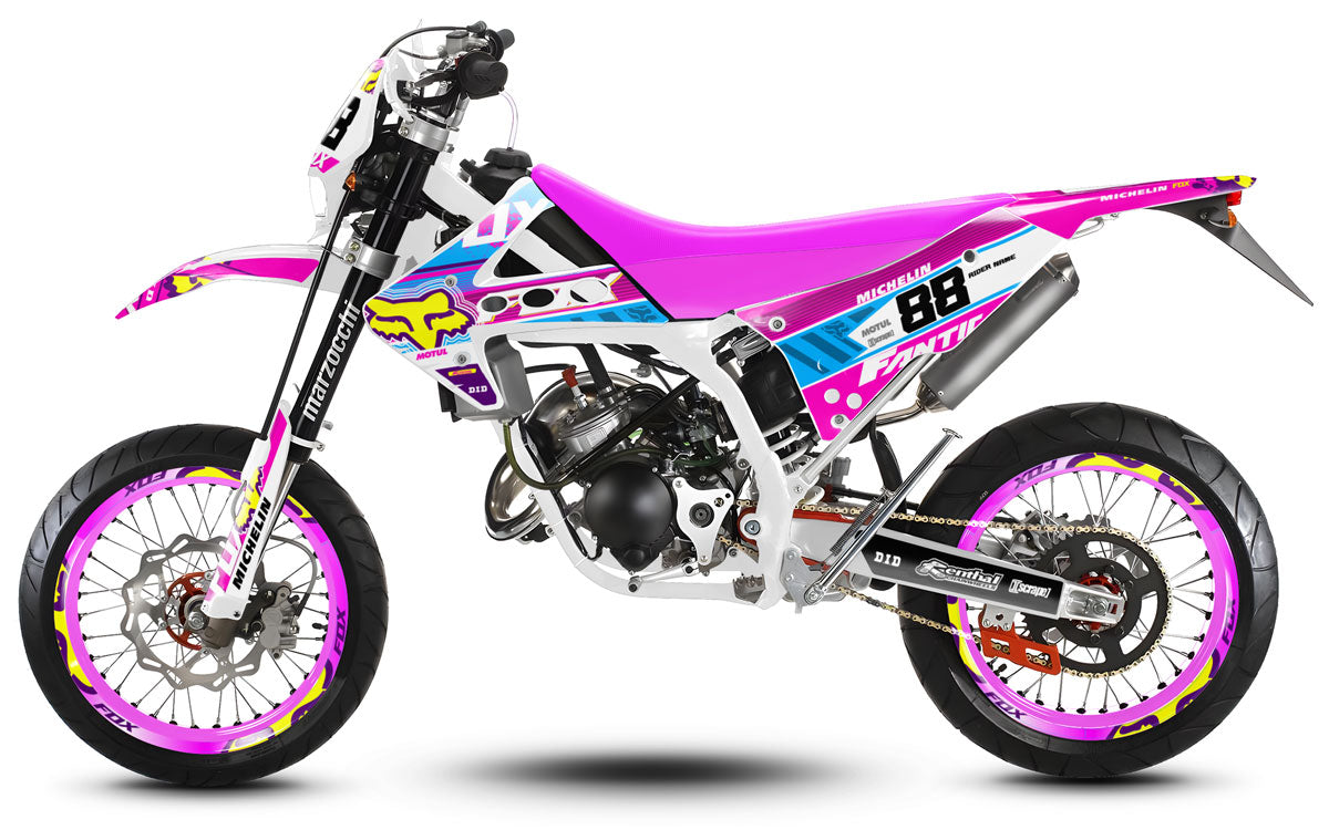 Kit déco 50cc Fantic Caballero 2013-2016 Pink Fox | autocollants moto | personnalisation 50cc | armysctv