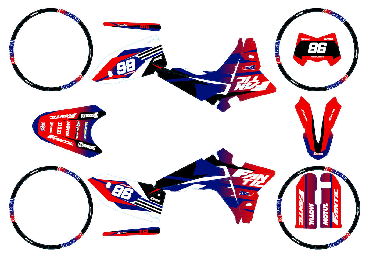 Dekor kit Fantic 50cc 2023-2025 Verlauf | Motorradaufkleber | Personalisierung 50cc | armysctv
