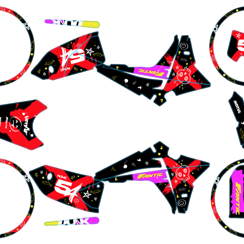 Kit déco Fantic 50cc 2023-2025 Punk | autocollants moto | personnalisation 50cc | armysctv