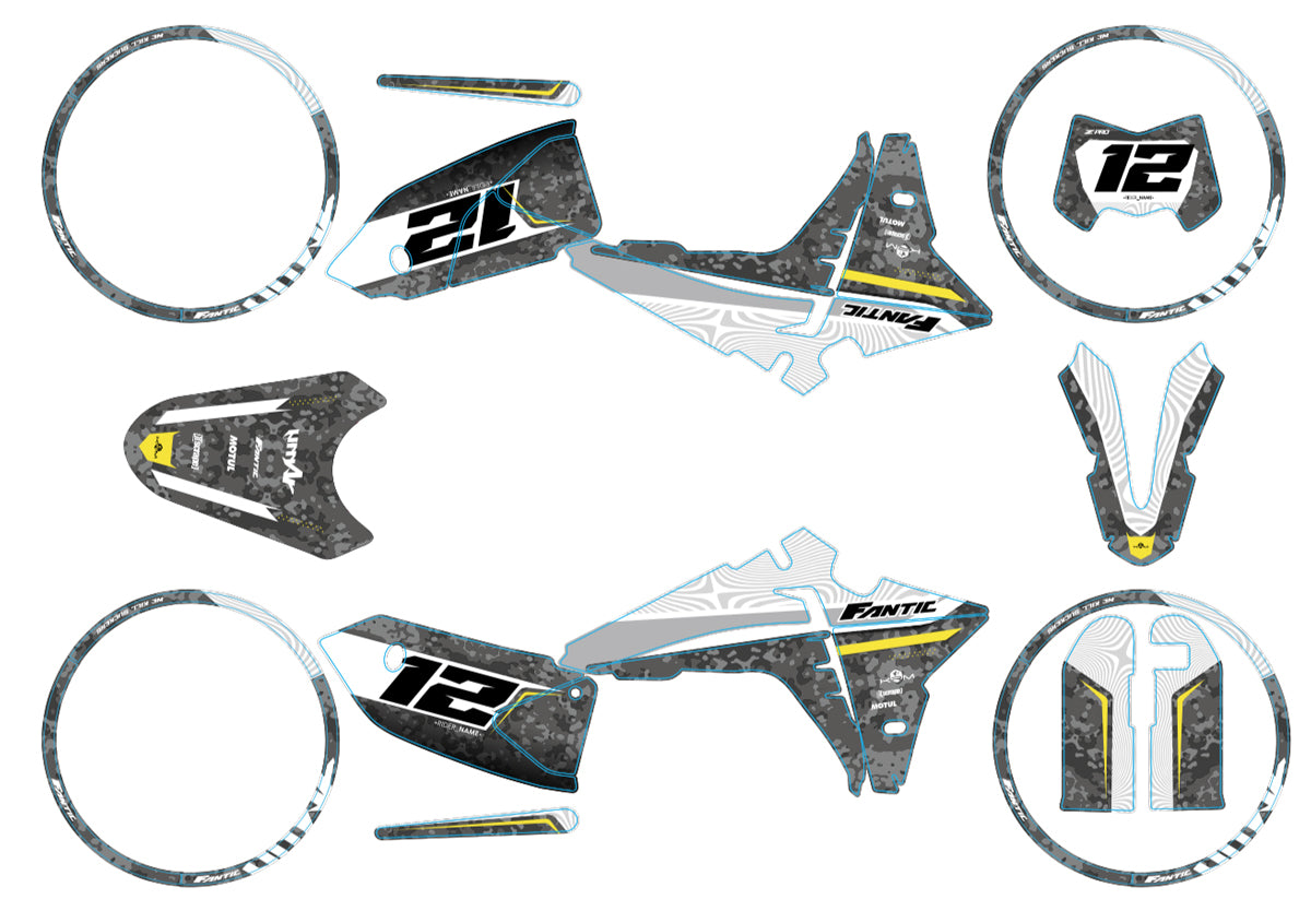 Dekor kit Fantic 50cc 2023-2025 Warfare | Motorradaufkleber | Personalisierung 50cc | armysctv