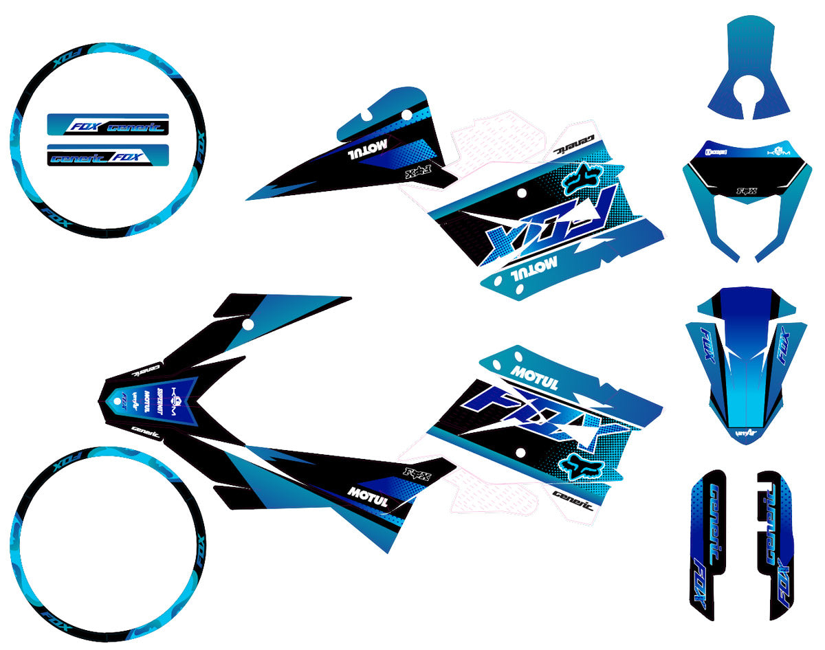 Graphics kit Generic Trigger SM 50cc 2006-2018 Blue Fox | motorcycle stickers | 50cc customization | armysctv