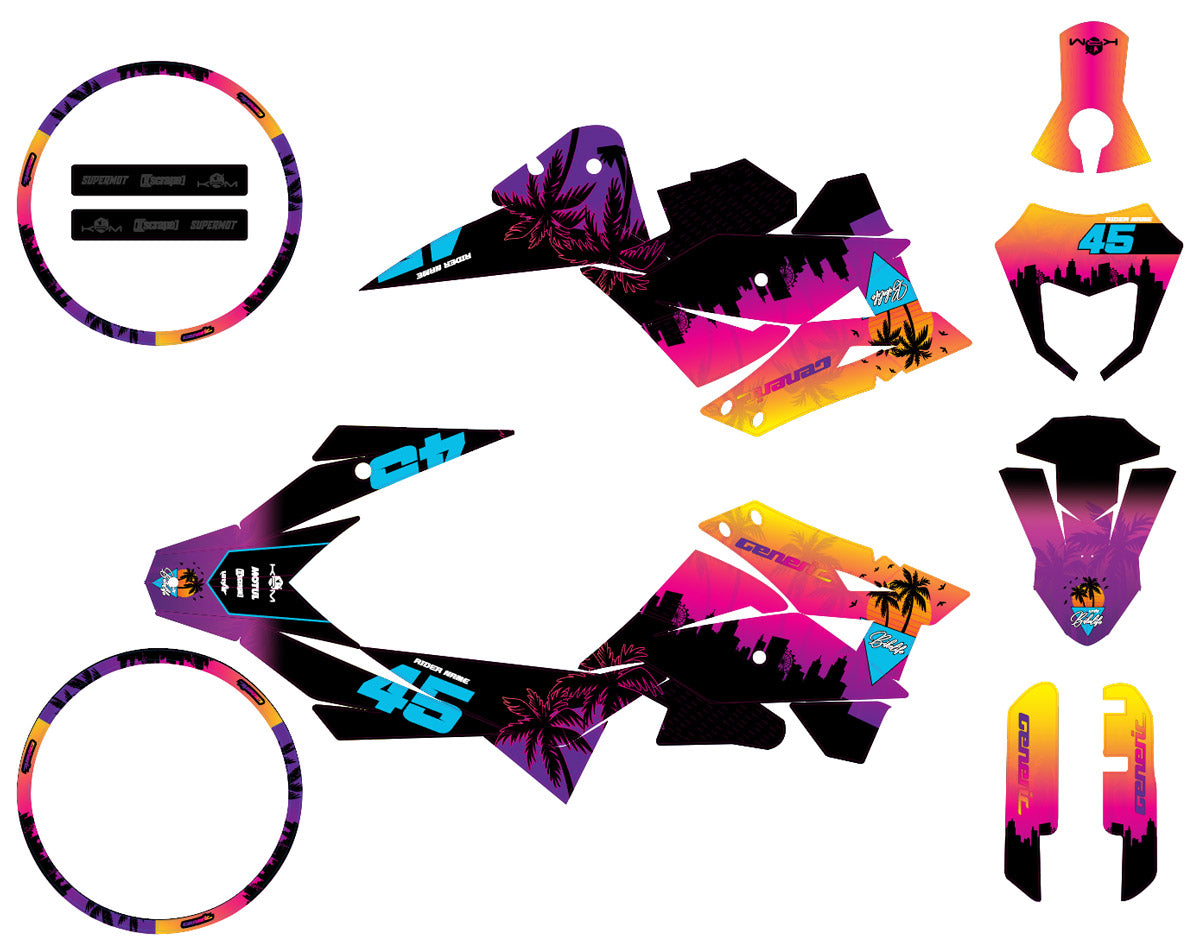 Graphics kit Generic Trigger SM 50cc 2006-2018 Miami | motorcycle stickers | 50cc customization | armysctv