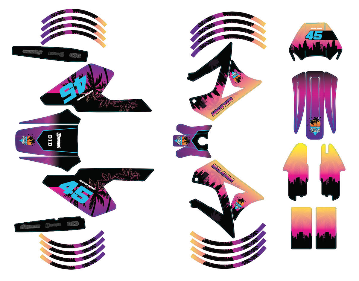 Kit déco 50cc Gilera RCR/SMT 2004-2010 Miami | autocollants moto | personnalisation 50cc | armysctv