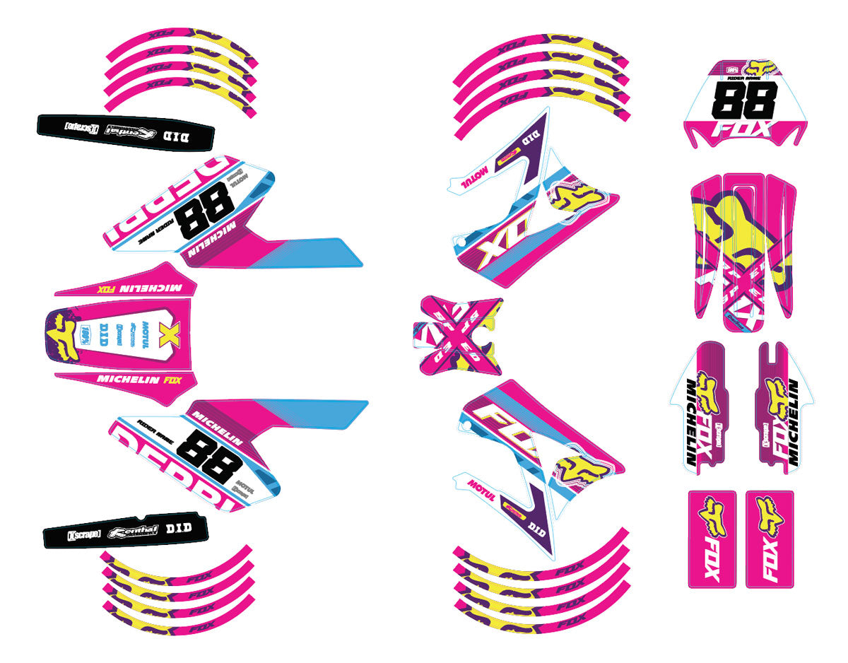 Kit déco 50cc Gilera RCR/SMT 2004-2010 Pink Fox | autocollants moto | personnalisation 50cc | armysctv