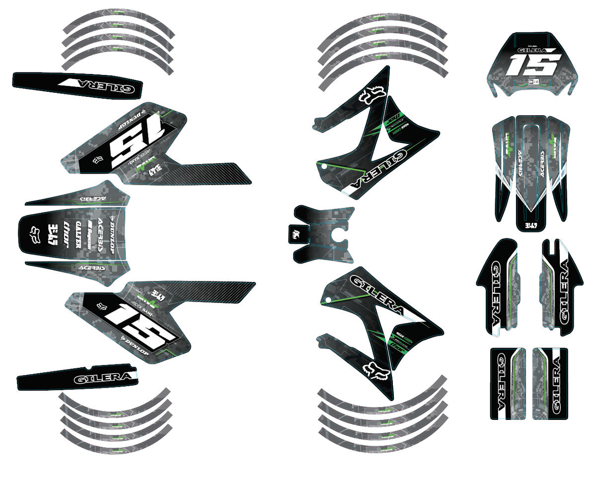 Kit déco 50cc Gilera RCR/SMT 2004-2010 Kawi | autocollants moto | personnalisation 50cc | armysctv