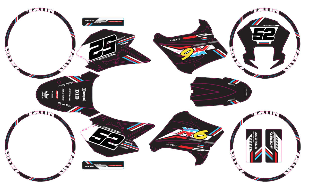 Kit déco 50cc Peugeot XP6 2004-2010 Black Cat | autocollants moto | personnalisation 50cc | armysctv