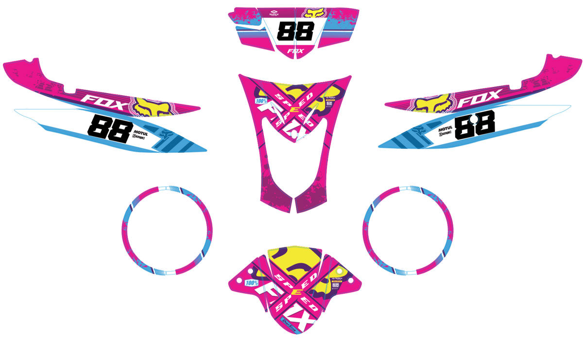 Kit déco scooter Kymco Agility 50 et 125cc Pink Fox | autocollants moto | personnalisation 50cc | armysctv