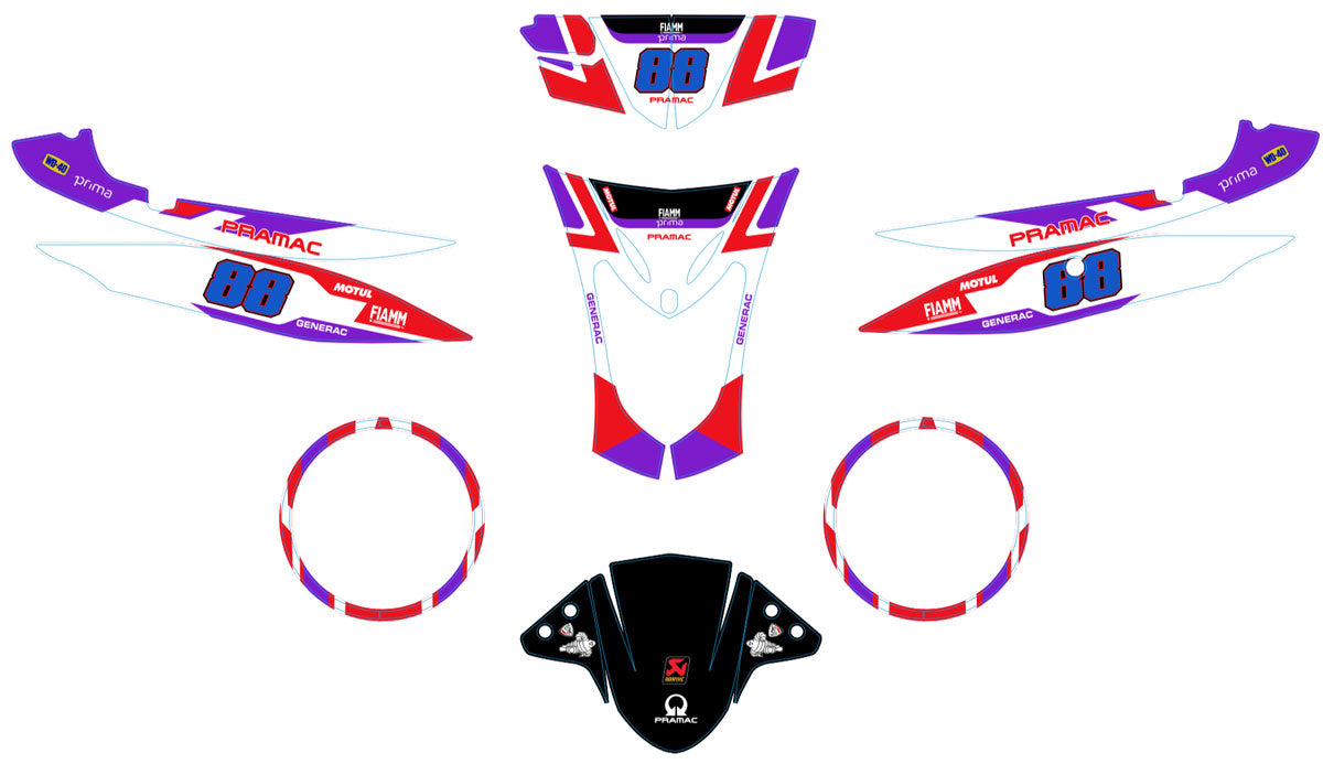 Kit déco scooter Kymco Agility 50 et 125cc Pramac | autocollants moto | personnalisation 50cc | armysctv