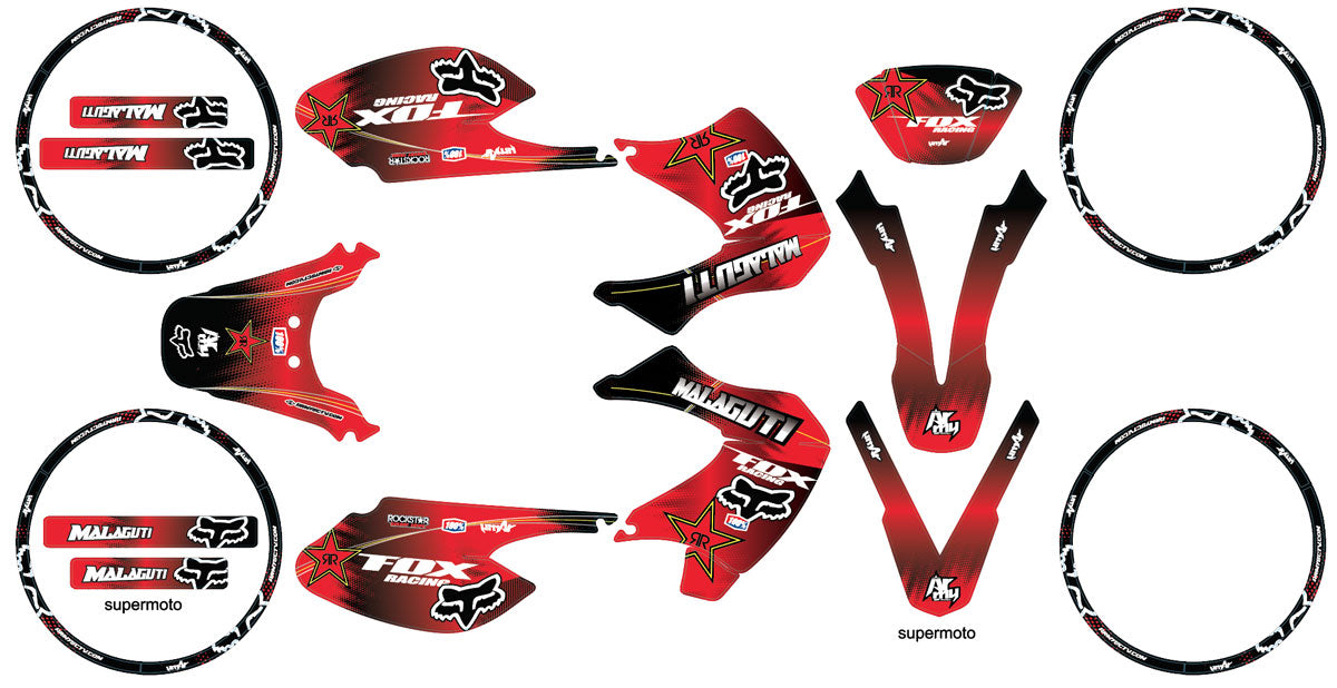 Kit déco 50cc Malaguti XSM 2002-2011 Army Fox | autocollants moto | personnalisation 50cc | armysctv