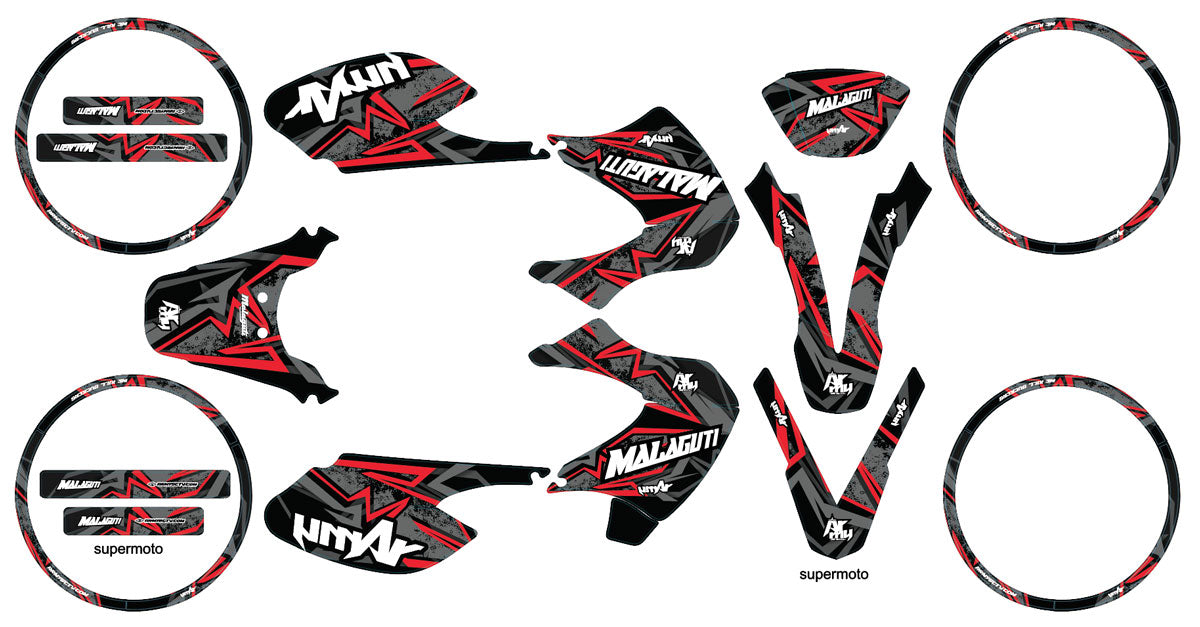 Dekor kit 50cc Malaguti XSM 2002-2011 Redrum | Motorradaufkleber | Personalisierung 50cc | armysctv