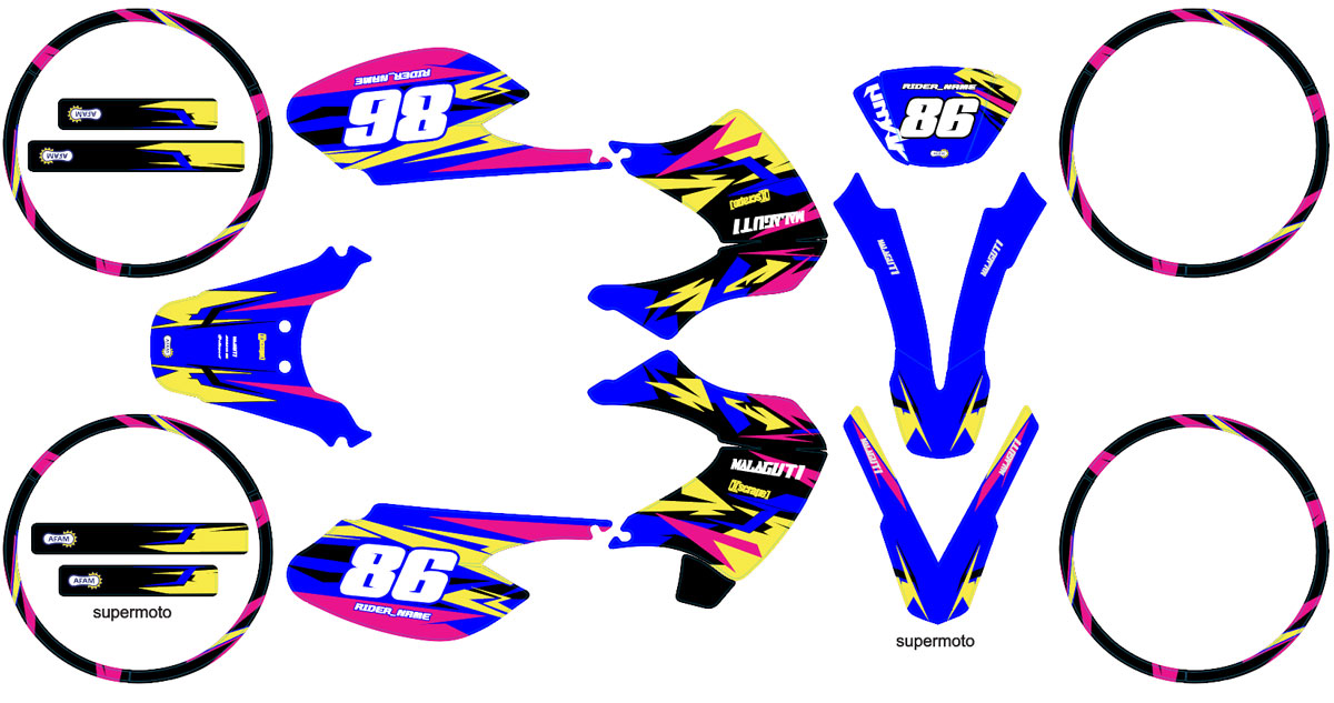 Kit déco 50cc Malaguti XSM 2002-2011 Tacker | autocollants moto | personnalisation 50cc | armysctv