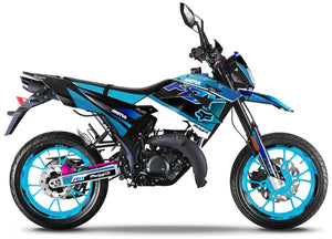 Dekor kit 50cc Malaguti XSM/XTM 2019-2022 Blauer Fuchs | Motorradaufkleber | Personalisierung 50cc | armysctv