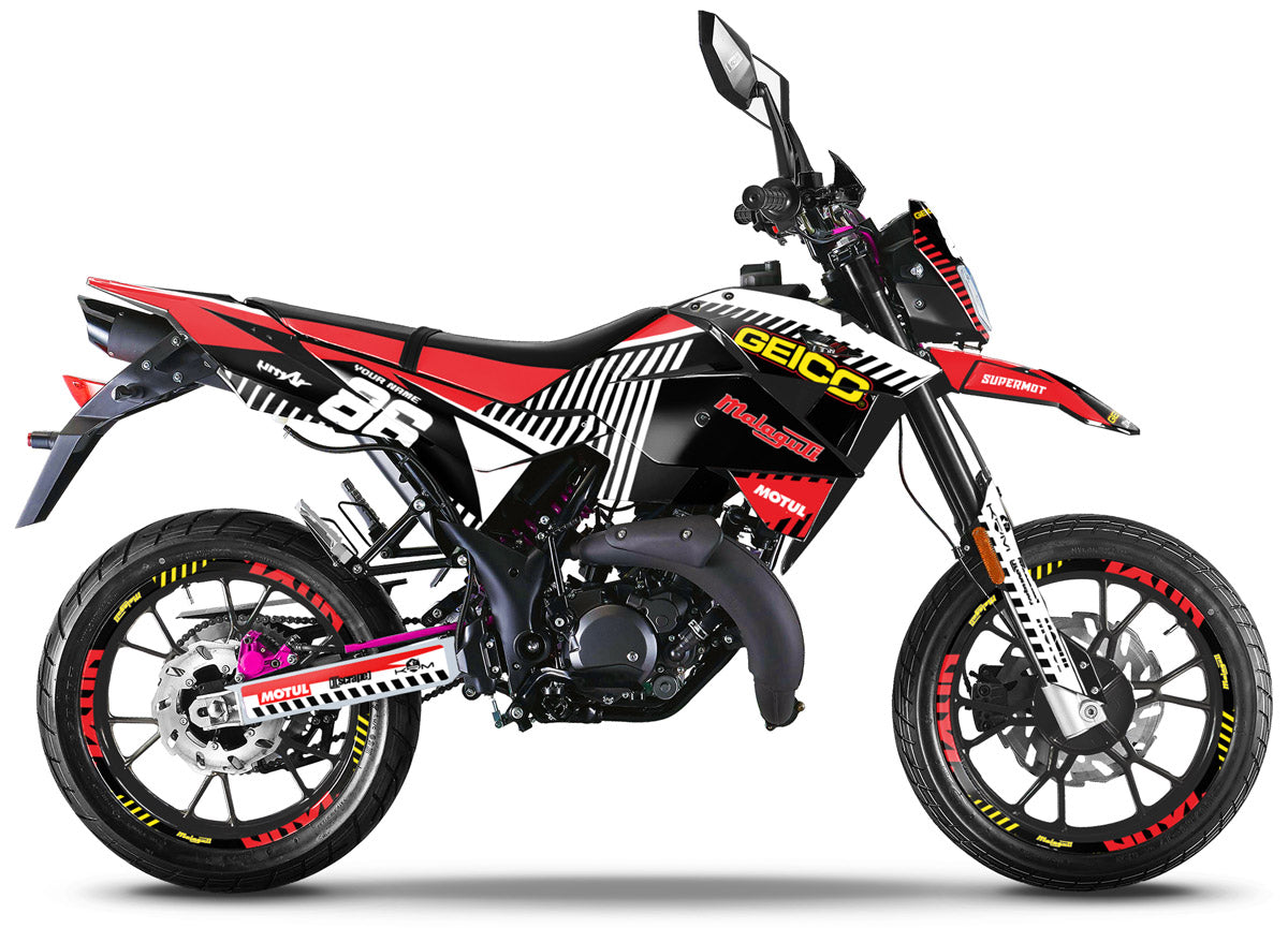 Dekor kit 50cc Malaguti XSM / XTM 2019-2023 Geico | Motorradaufkleber | 50cc Personalisierung | armysctv
