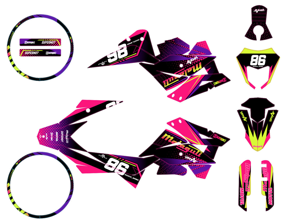 Kit déco 50cc Malaguti XSM / XTM 2019-2023 Army Neon | autocollants moto | personnalisation 50cc | armysctv