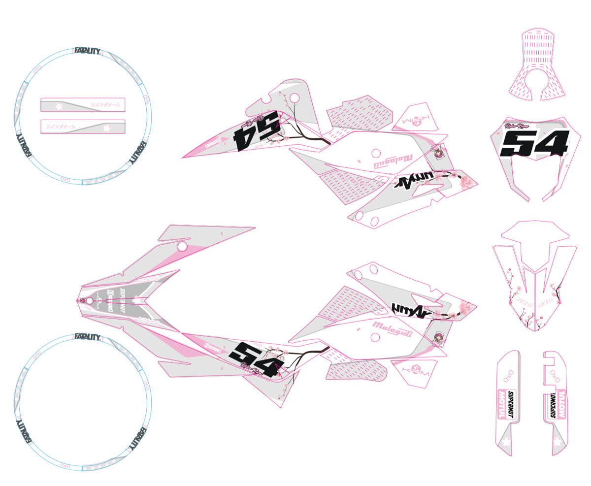 Kit déco 50cc Malaguti XSM / XTM 2019-2023 Sakura | autocollants moto | personnalisation 50cc | armysctv