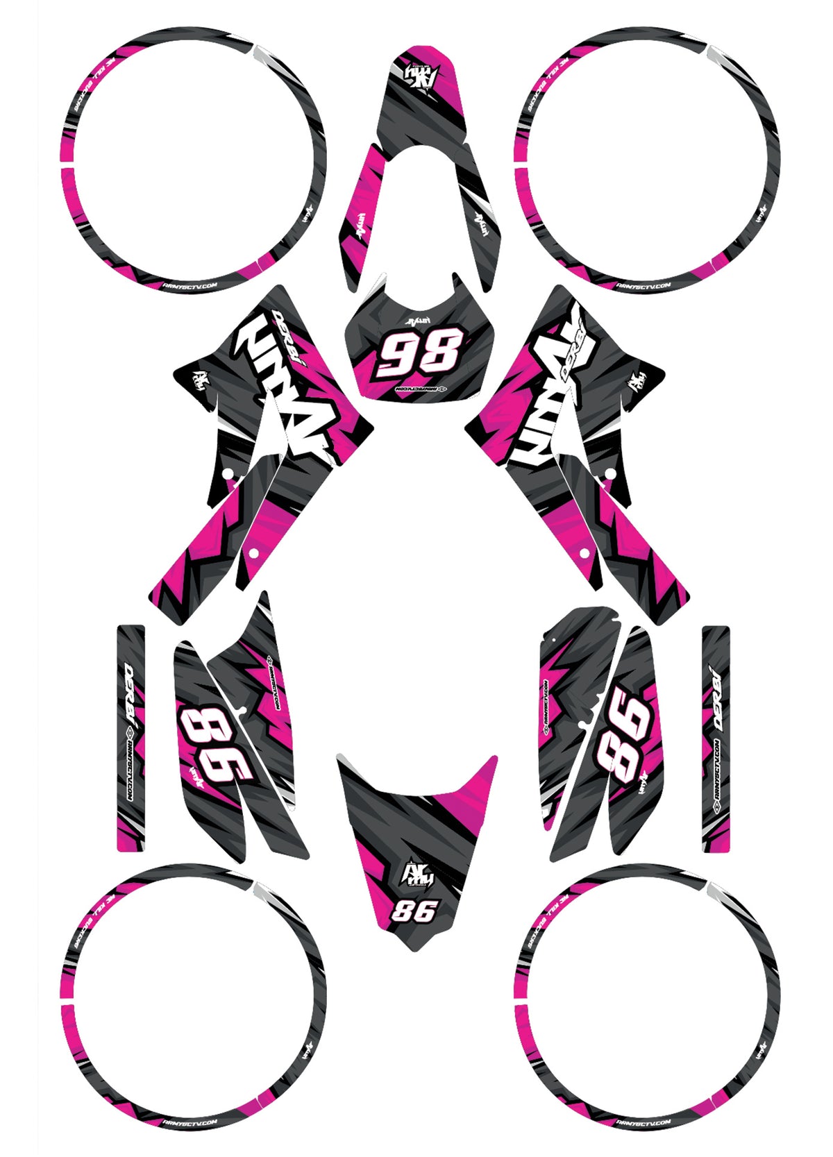 Derbi Senda xtreme 50cc 2011-2017 Army Speeder Graphics kit | motorcycle stickers | 50cc customization | armysctv