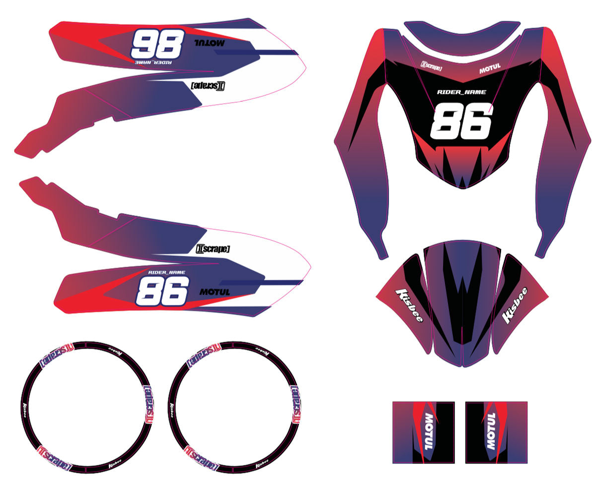 Kit déco scooter Peugeot Kisbee 2010-2017 Gradient | autocollants moto | personnalisation 50cc | armysctv