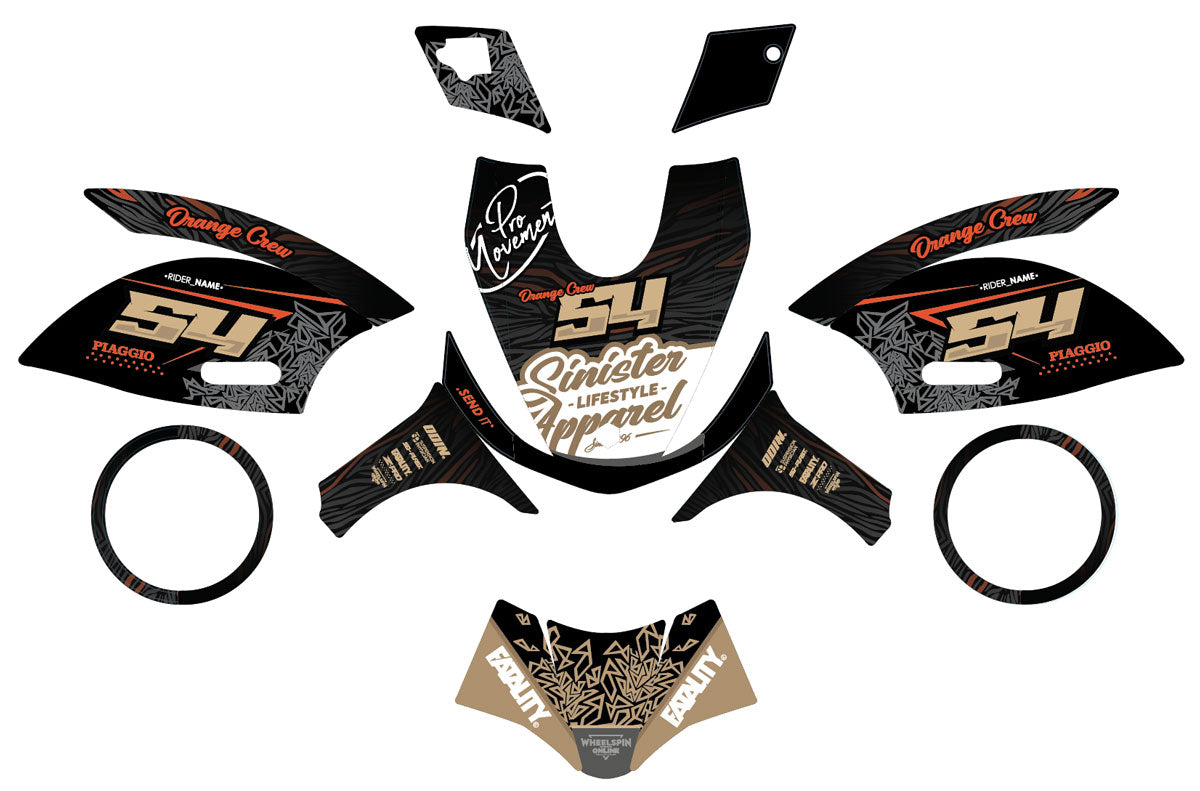 Kit déco 50cc Piaggio Zip 2000-2025 Fatality | autocollants moto | personnalisation 50cc | armysctv