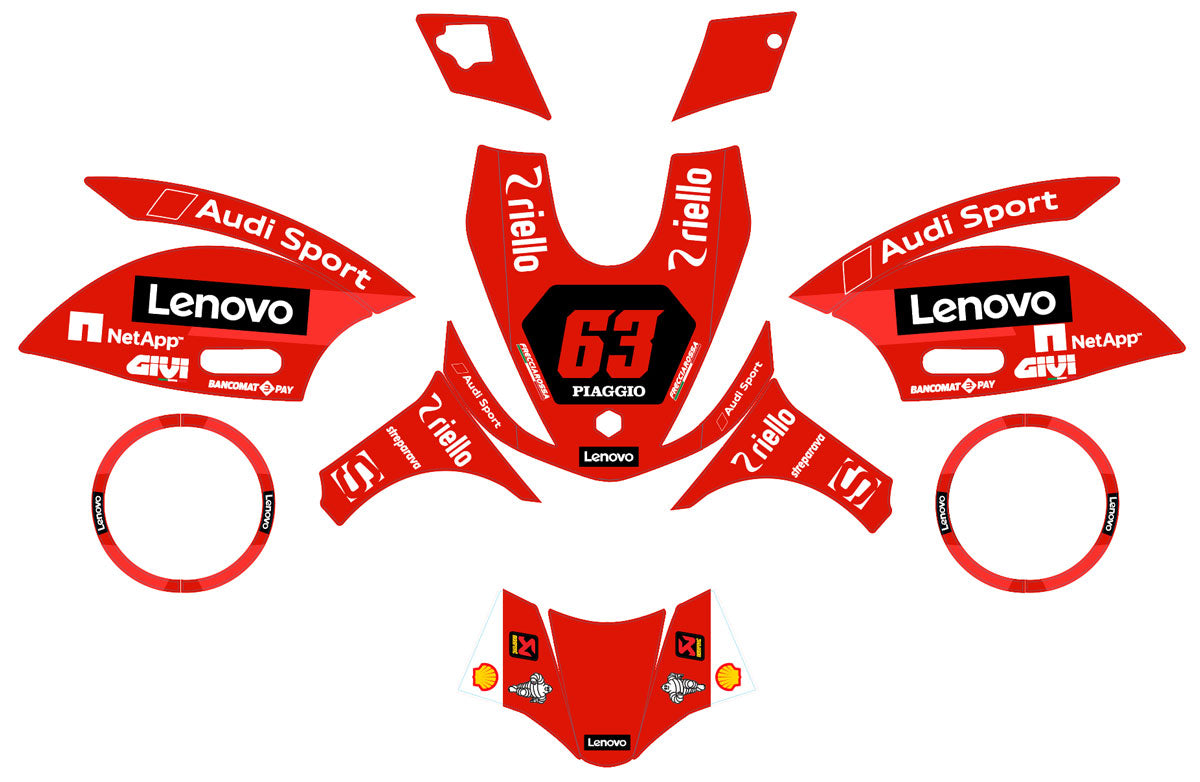 Kit déco 50cc Piaggio Zip 2000-2025 Lenovo | autocollants moto | personnalisation 50cc | armysctv