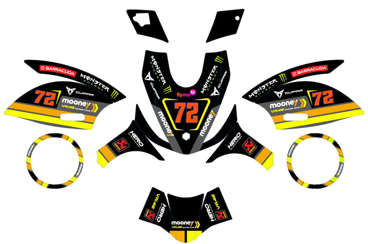 Kit déco 50cc Piaggio Zip 2000-2025 Mooney Racing | autocollants moto | personnalisation 50cc | armysctv