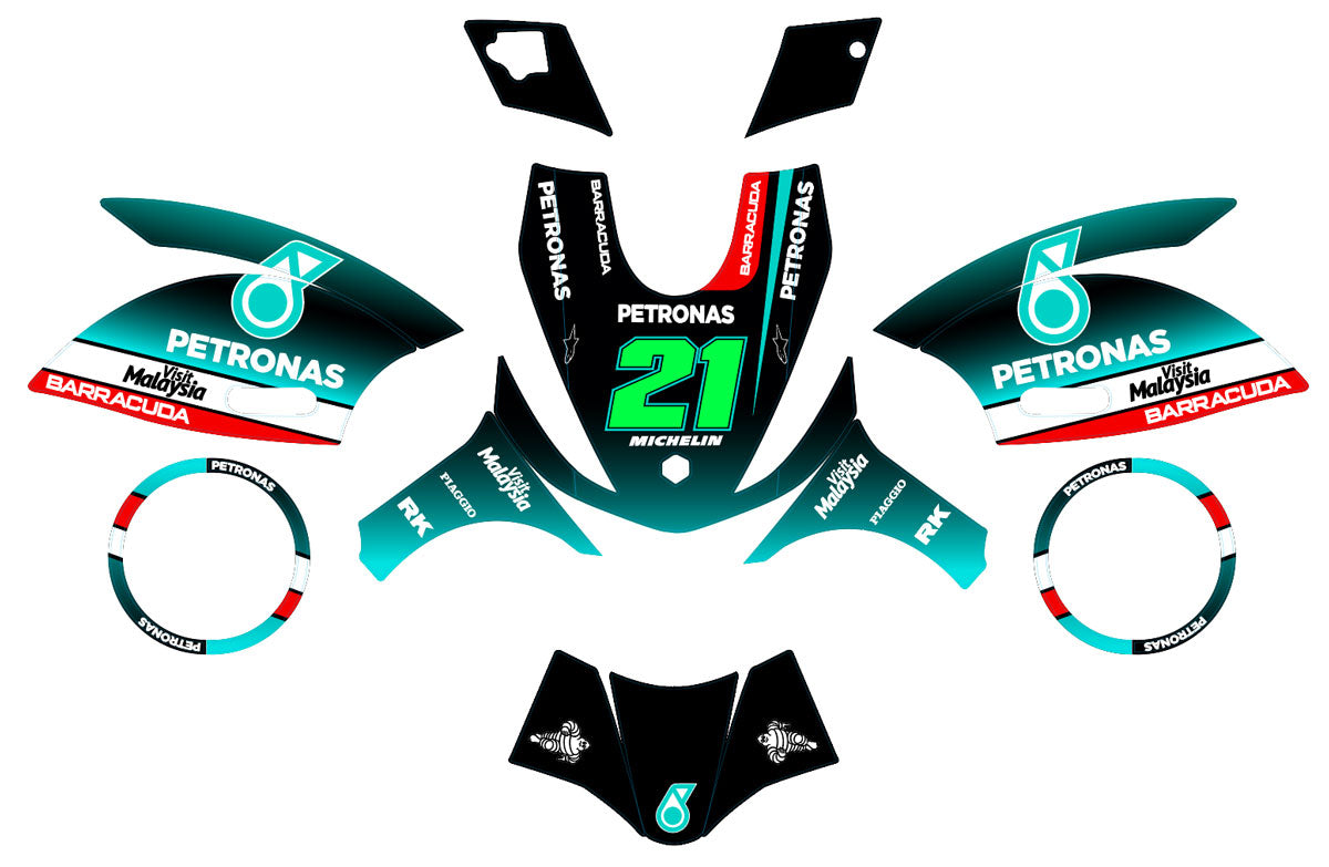 Kit déco 50cc Piaggio Zip 2000-2025 Petronas | autocollants moto | personnalisation 50cc | armysctv