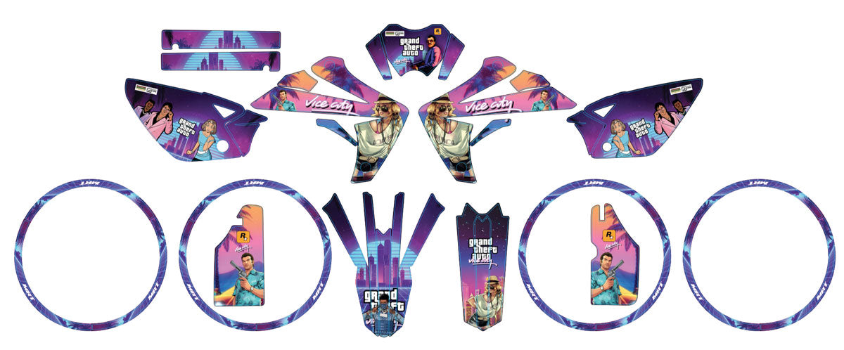 Kit déco Rieju MRT 50cc 2009-2021 Vice City | autocollants moto | personnalisation 50cc | armysctv