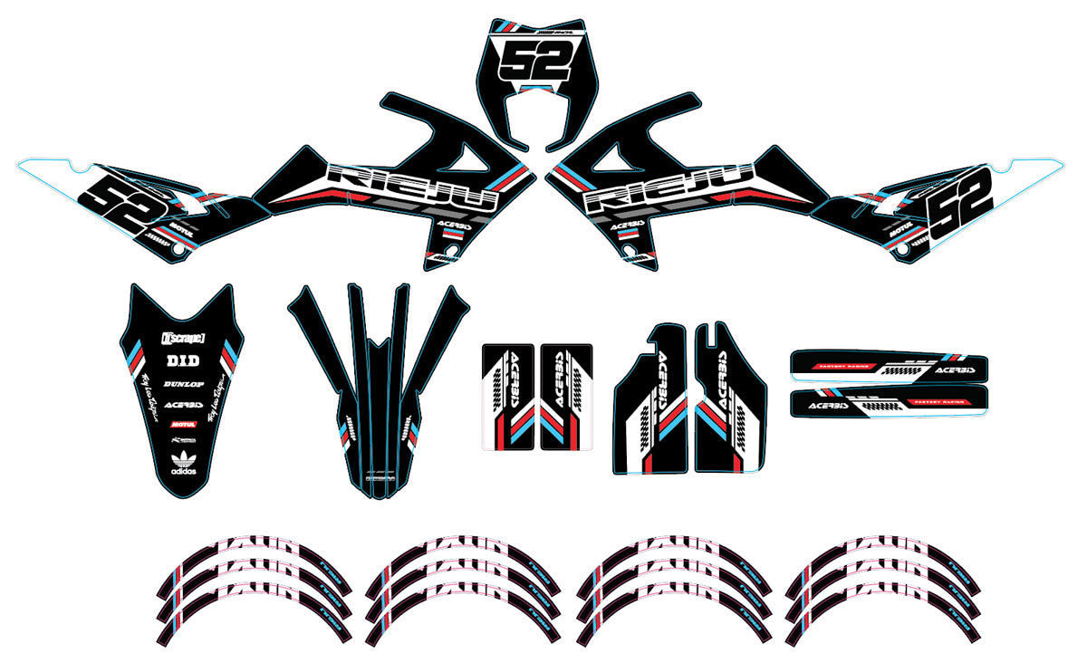 Kit pegatinas Rieju MRT 50cc 2022-2025 Gato Negro | pegatinas para moto | personalización 50cc | armysctv
