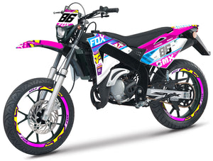 Rieju 50cc SMX 2001-2009 Graphics kit Pink Fox | motorcycle stickers | 50cc customization | armysctv