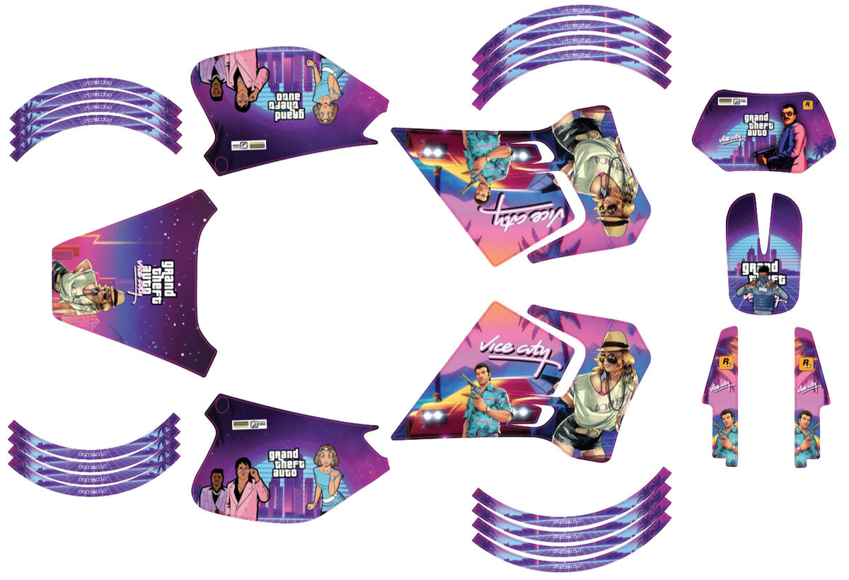 Kit déco 50cc Rieju RR 1996-2004 Vice City | autocollants moto | personnalisation 50cc | armysctv