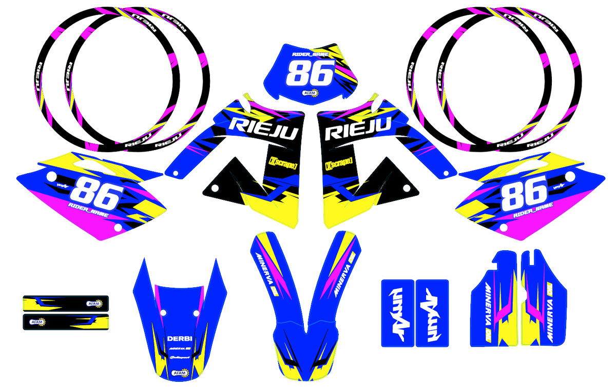 Kit déco Rieju 50cc SMX 2001-2009 Army Tacker | autocollants moto | personnalisation 50cc | armysctv