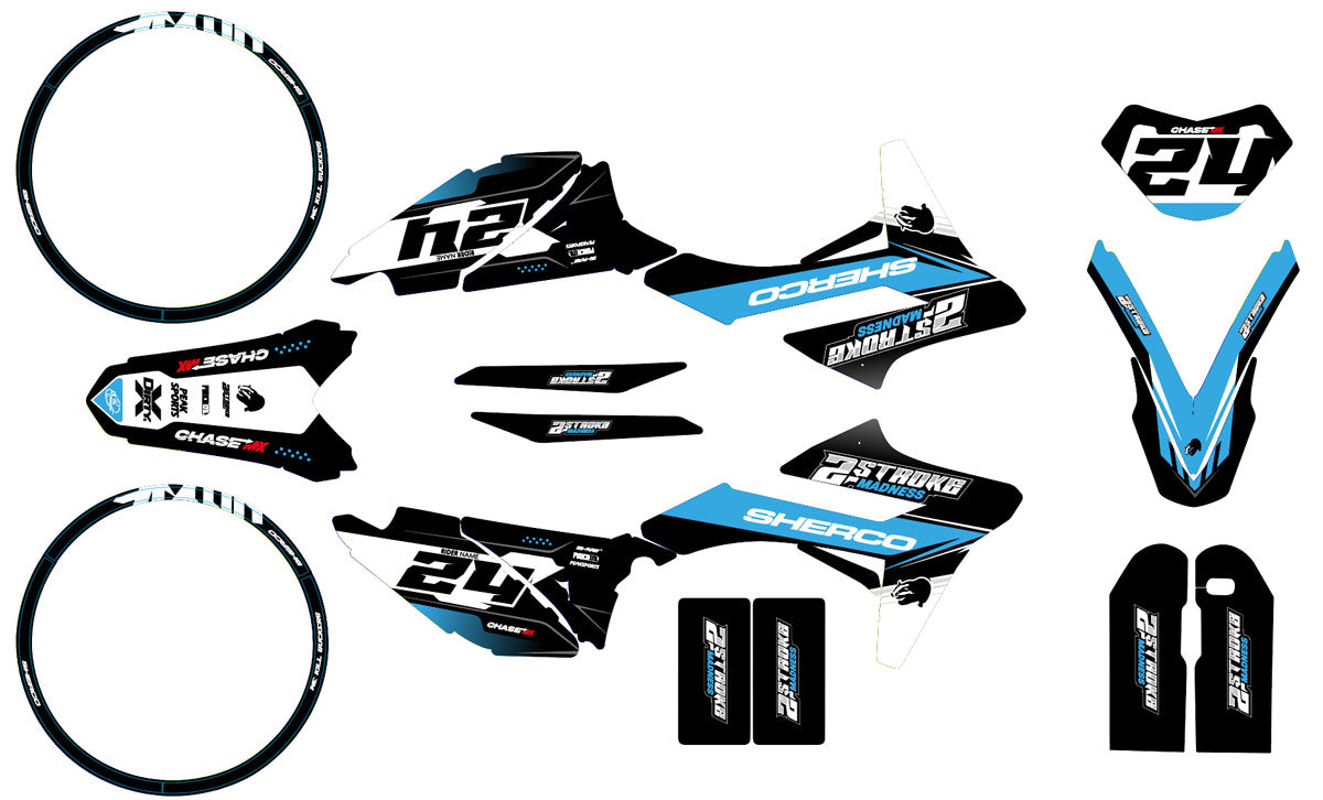Kit de decoración Sherco 50cc 2013-2016 Locura | pegatinas para moto | personalización 50cc | armysctv