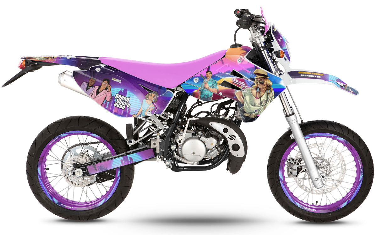 Kit déco 50cc Sherco HRD 2006-2012 Vice City | autocollants moto | personnalisation 50cc | armysctv