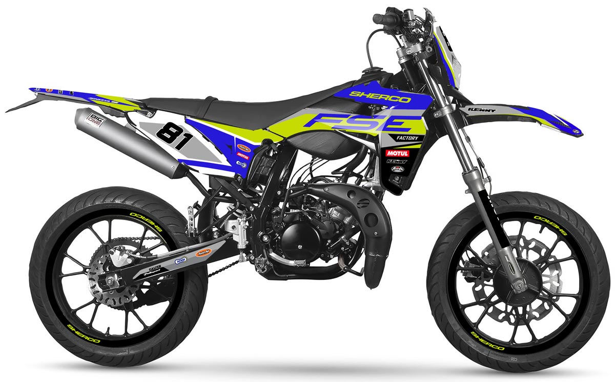 Dekor kit Sherco 50cc 2017-2025 Fabrikstil | Motorradaufkleber | Personalisierung 50cc | armysctv