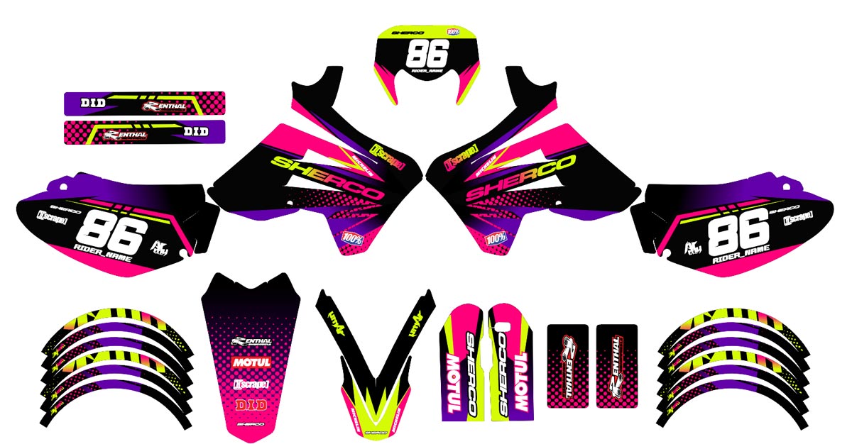 Kit déco Sherco HRD 50cc 2006-2012 Army Neon | autocollants moto | personnalisation 50cc | armysctv