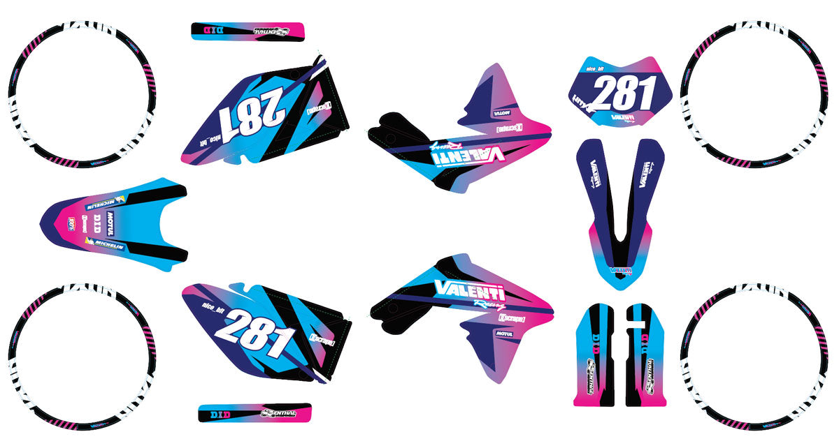 Kit déco 50cc Valenti Racing SM Blast | autocollants moto | personnalisation 50cc | armysctv