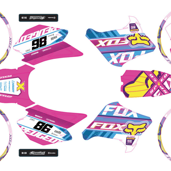 Dekor kit 50cc Peugeot XP6 2004-2010 Pink Fox | Motorradaufkleber | 50cc Personalisierung | armysctv