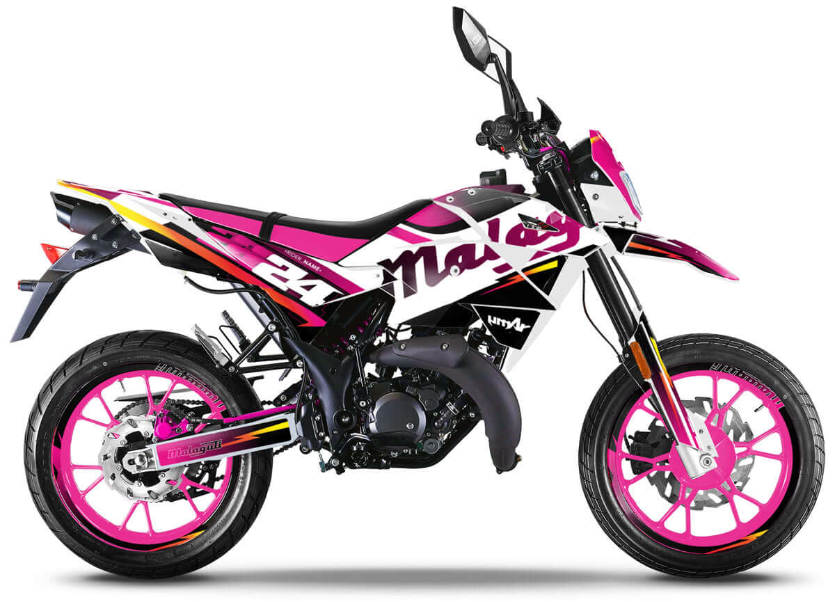 kit déco Malaguti XSM 50cc Rose, blanc et noir