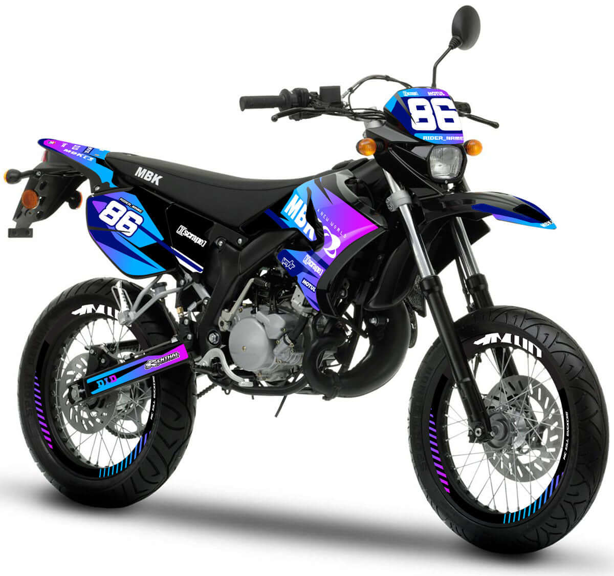kit déco MBK X-Limit 50cc Noir, bleu et rose