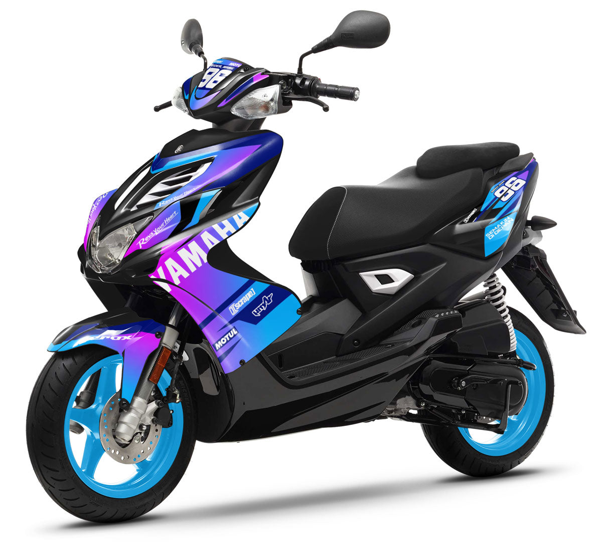 kit déco Yamaha Aerox violet et bleu