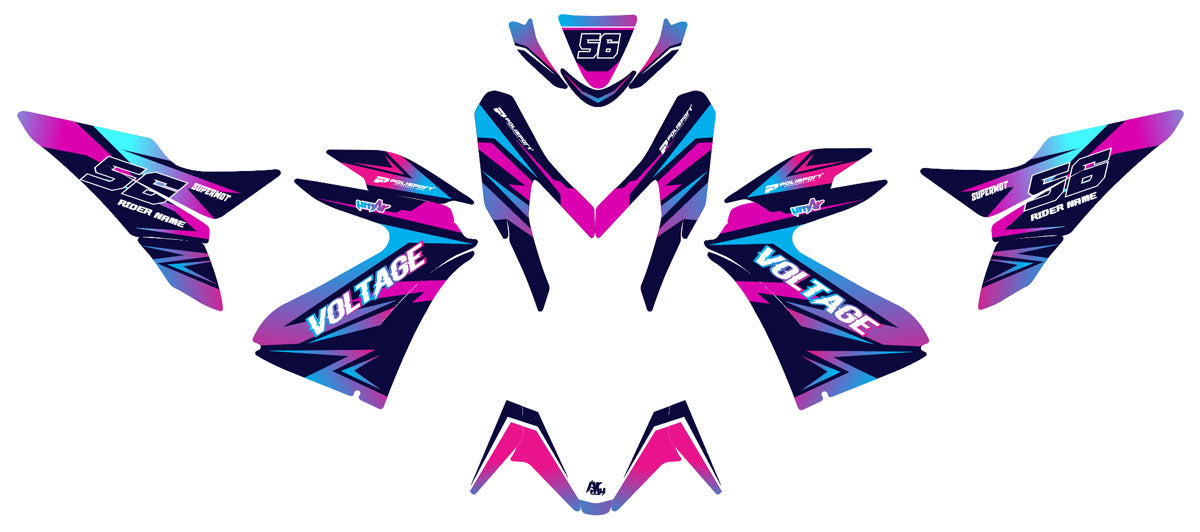 Kit déco 50cc Yamaha Aerox / MBK Nitro 2013-2019 Crazy Pink | autocollants moto | personnalisation 50cc | armysctv