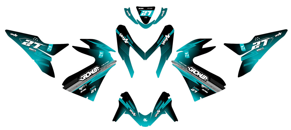 50cc Graphics kit Yamaha Aerox / MBK Nitro 2013-2019 Seventh | motorcycle stickers | 50cc customization | armysctv