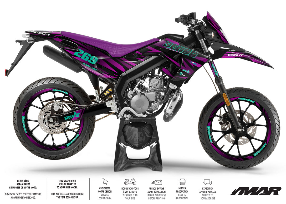 50cc Graphics kit Derbi Senda xtreme 2018-2025 Purple Rain