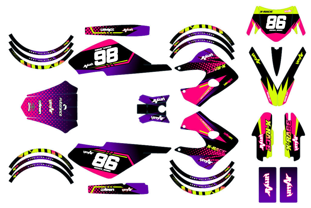 Dekalsett 50cc Derbi Senda X-race/X-treme 2003-2009 Army Neon