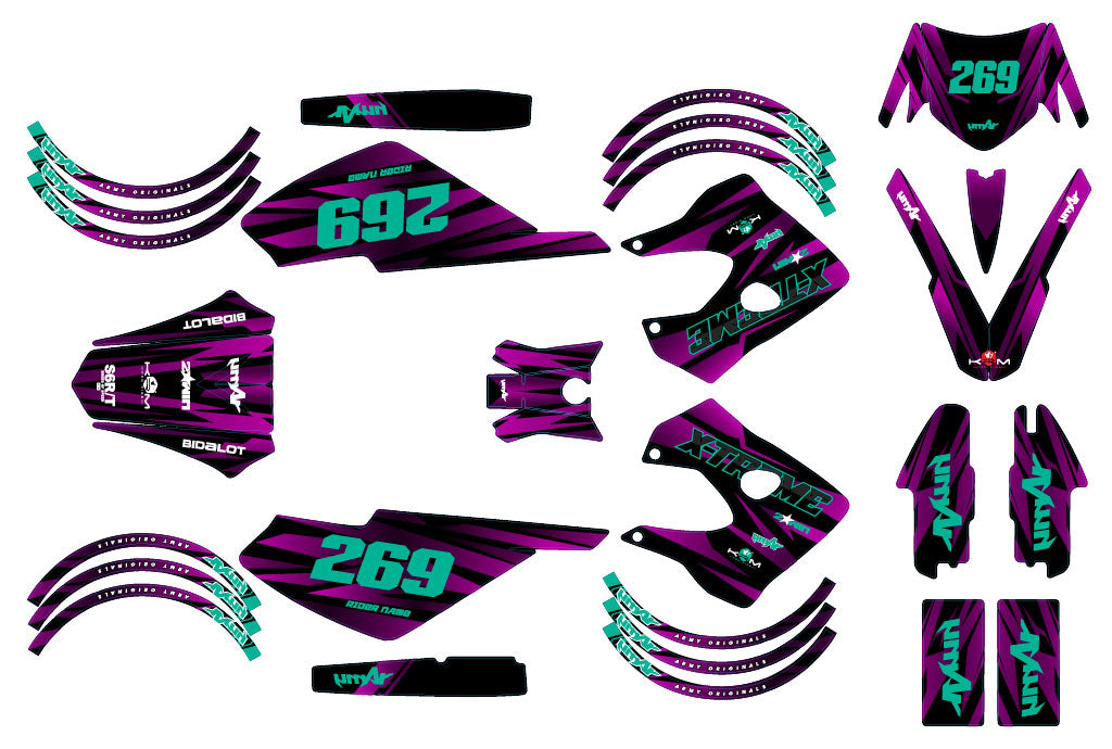 Kit déco 50cc Derbi Senda X-race/X-treme 2003-2009 Purple Rain
