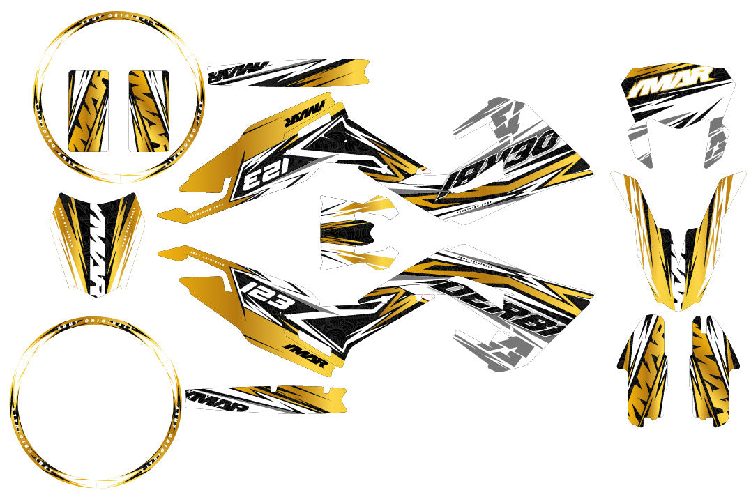 Kit déco 50cc Derbi Senda xtreme 2018-2025 Netlines autocollants graphiques en jaune et noir